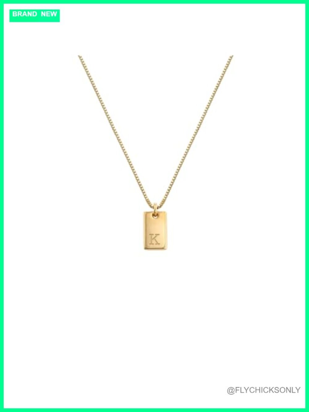Sterling Silver Initial A-Z Dog Tag Necklace 18" Box Chain Gold Plated